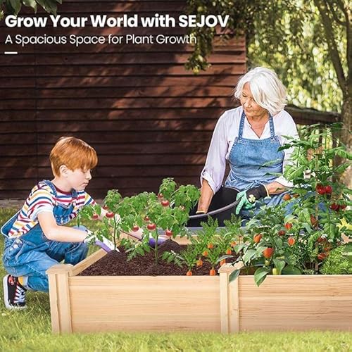 Sejov Raised Garden Beds Outdoor 8X2 Ft Raised Garden Bed Wood Raised Bed Planter Box Kit Diy Planting Bed For Vegetables/Flowers/Fruits/Herbs/Yard Gardening Or Patio Outdoor, Natural Wood #TOP3