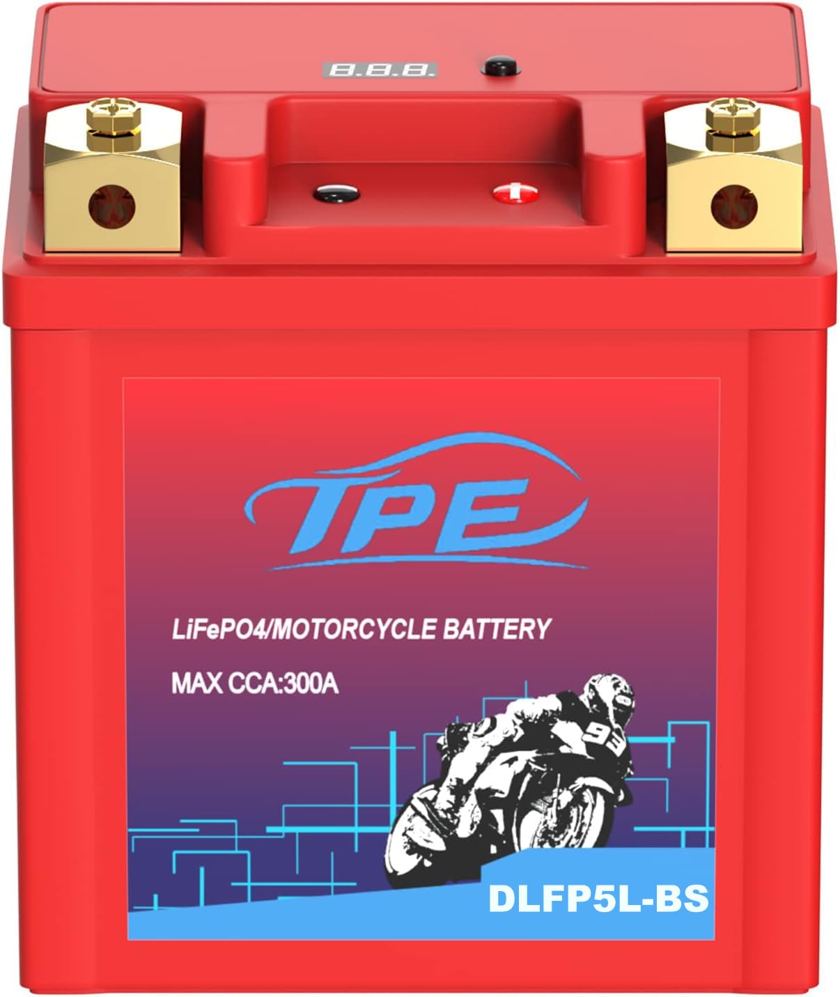 TPE 12V Lithium Motorcycle Battery YTX5L-BS 3AH 300CCA with Smart BMS & LCD Display LiFePO4 Engine Start Battery for Motorcycles ATVs