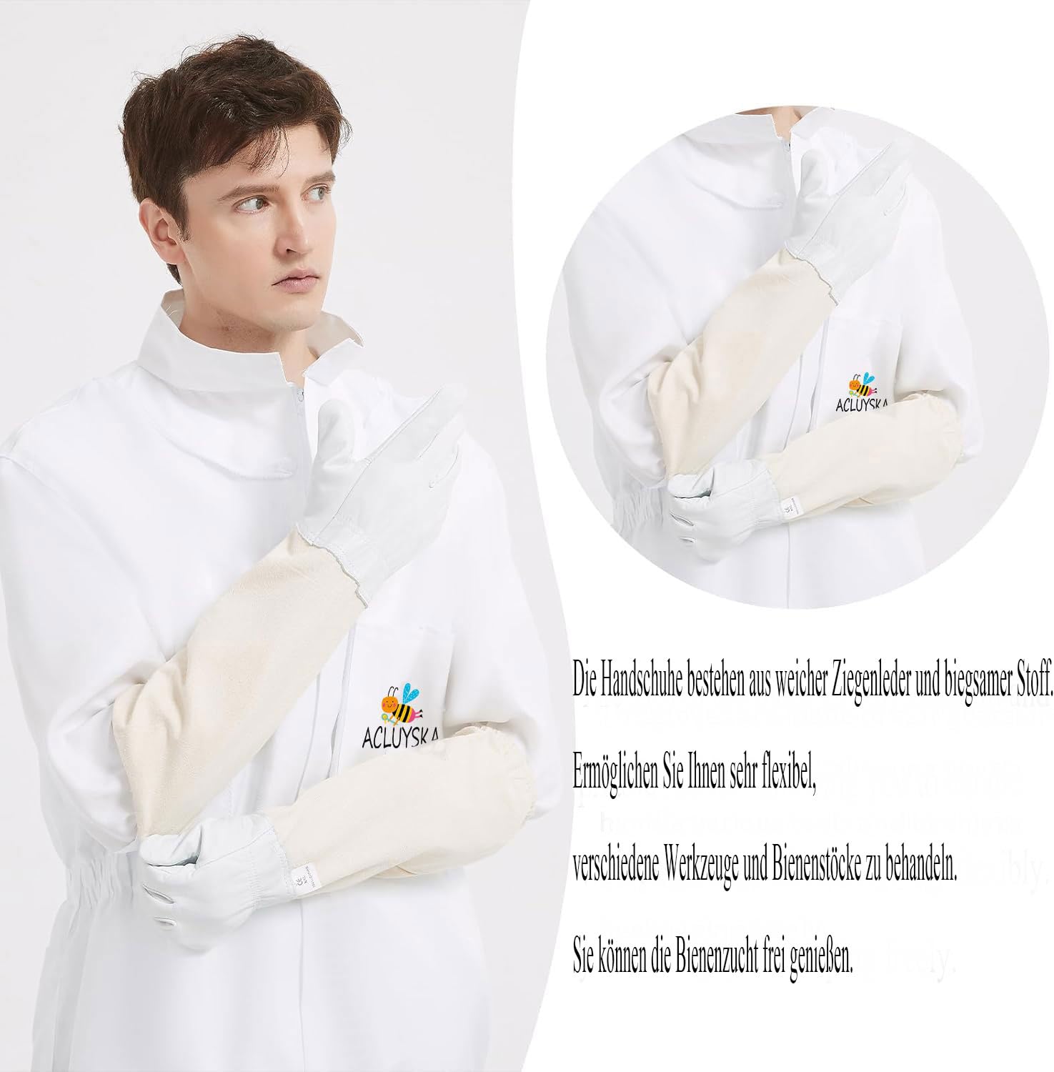 Bienenanzug für Männer und Frauen, stichfest, Imkeranzug aus Polycotton, Imkerkostüm mit Handschuhen und belüfteter Kapuze, Bienen-Outfit für den Garten und Imkereibedarf(L)