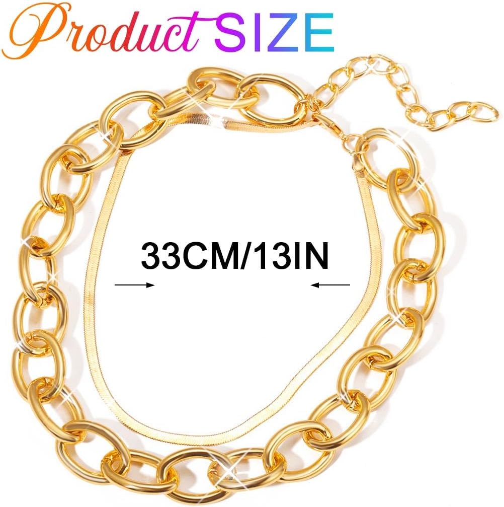 Nicute Fashion Gold Choker Necklace Layered Thick Link Chain Punk Statement Necklace for Women - Image 7