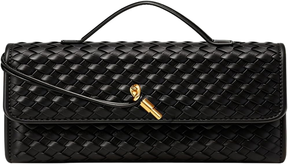 Woven Handbag for Women Fashion Evening Shoulder Bag PU Leather Handmade Clutch Purse Casual Crossbody Bags 2024