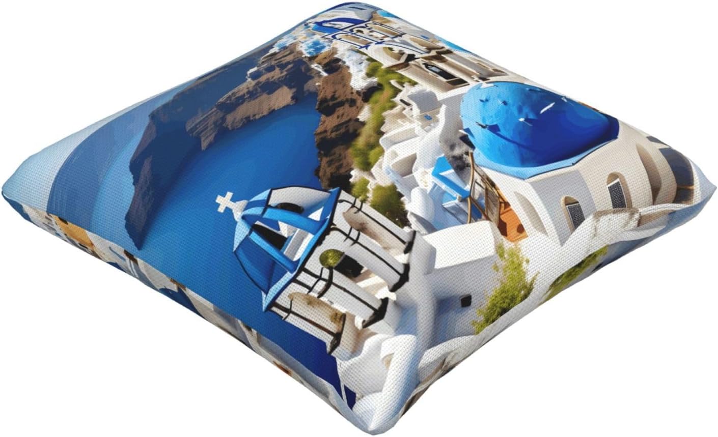 Greek Island sea View Imitation Linen Pillowcase -2 Sets, Fashionable Home Decoration, Used for Sofas, Gardens, beds