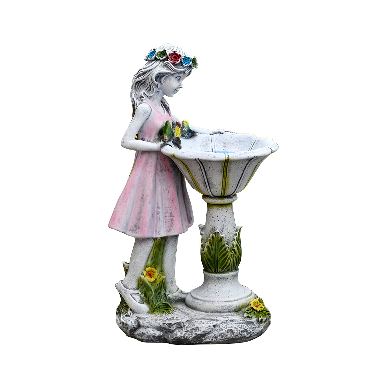 Fuobecie Flower Fairy Solar Statue, Garden Ornaments Decoration, Water Features, Waterproof Resin Angel Statue, Outdoor Decorations