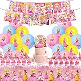 46PCS Princess Peach Theme Birthday Party Supplies 2023 for Girls Party Decorations and Daisy Party
