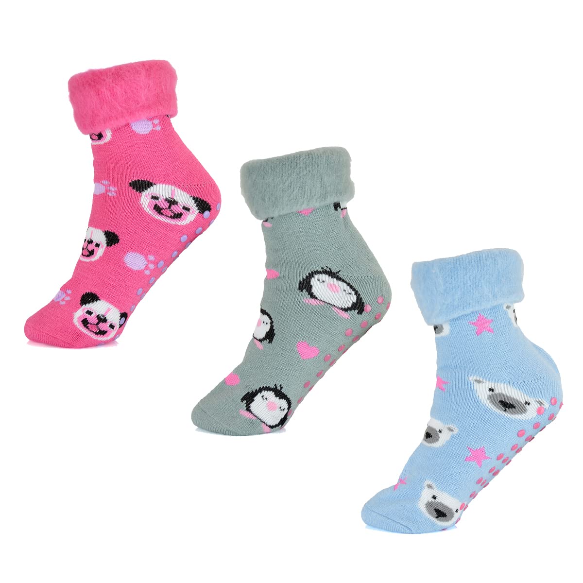 Sock Stack Women's Animals (Sk184) Bed Socks Pack Of 3 Lounge Thermal Slipper Sock Winter Stocking Filler Animals(Sk184)