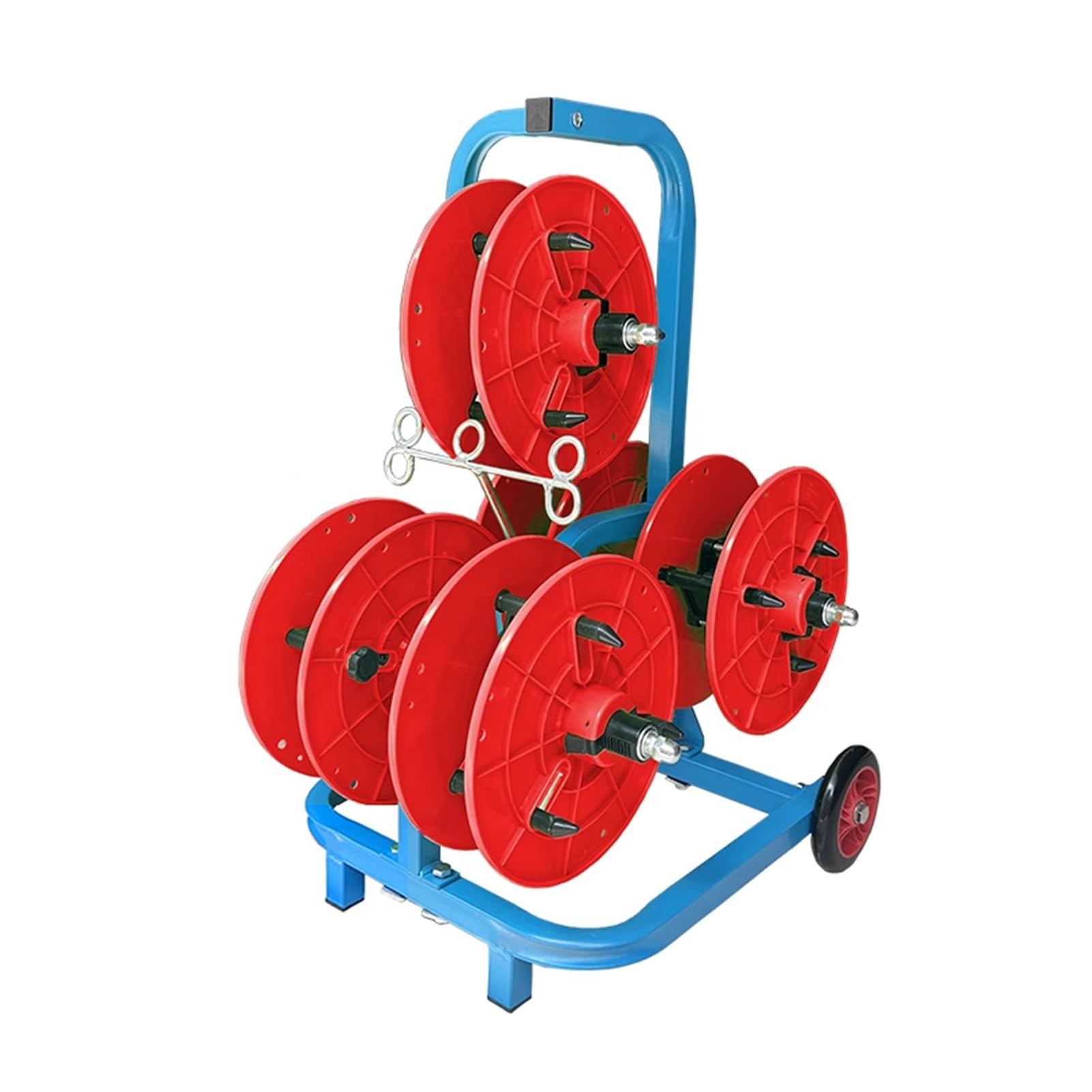 WDSOPK Wire Spool Rack with Wheels,5/6 Axle Cable Caddy,Wire Installer Spool Reel Holder,for Industrial and Retail Wire Pullers (Red 5 reel)