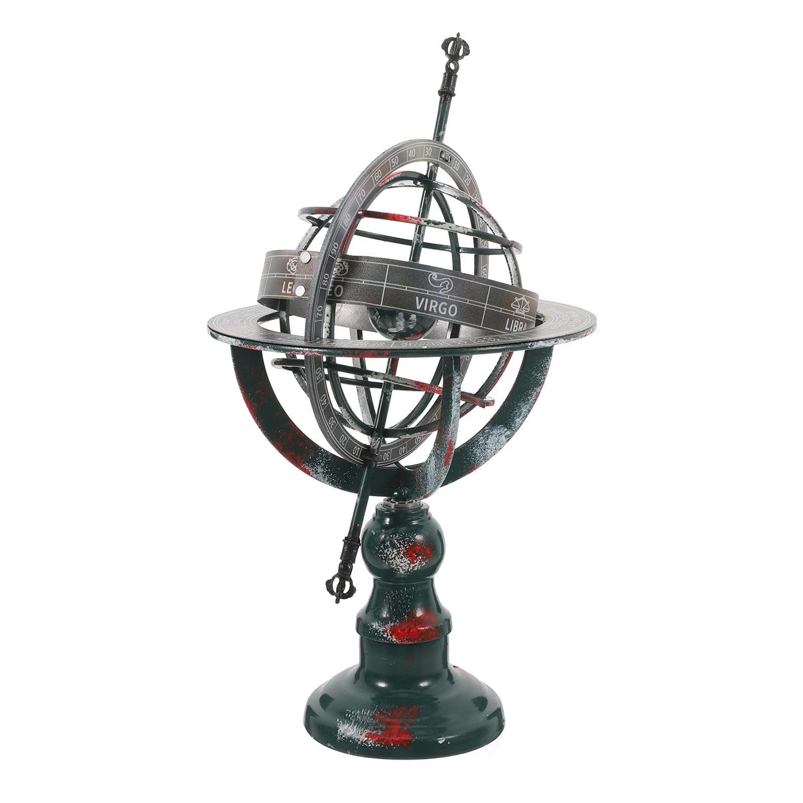 Baluue Globo Antico Decorativo in Ferro Piccolo da Scrivania, Ornamento Rotante Vintage per Ufficio e Collezione Artistica, Mappamondo D'epoca Dettagli Raffinati per Arredamento Desktop