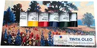 Kit 6 Tintas Tela Óleo Cores Tradicionais 20ml Talento Novo