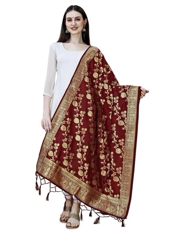 DEVANGI Women's Woven Banarasi Silk Dupatta/Chunni, Width 1 Meter, Length 2.5 Meter - Review, Price and Buying Guide