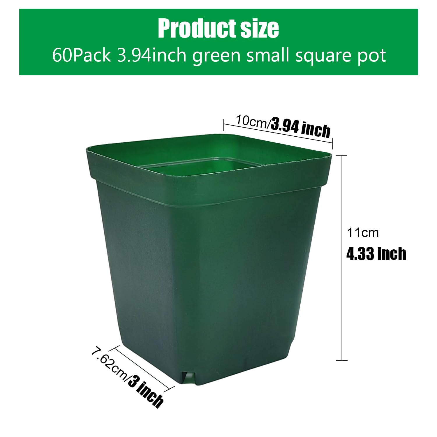 80-pak 9 cm zielone kwadratowe plastikowe doniczki na sukulenty do uprawy kwiatów 80 szt./opakowanie (9 cm 80 szt. zielone)