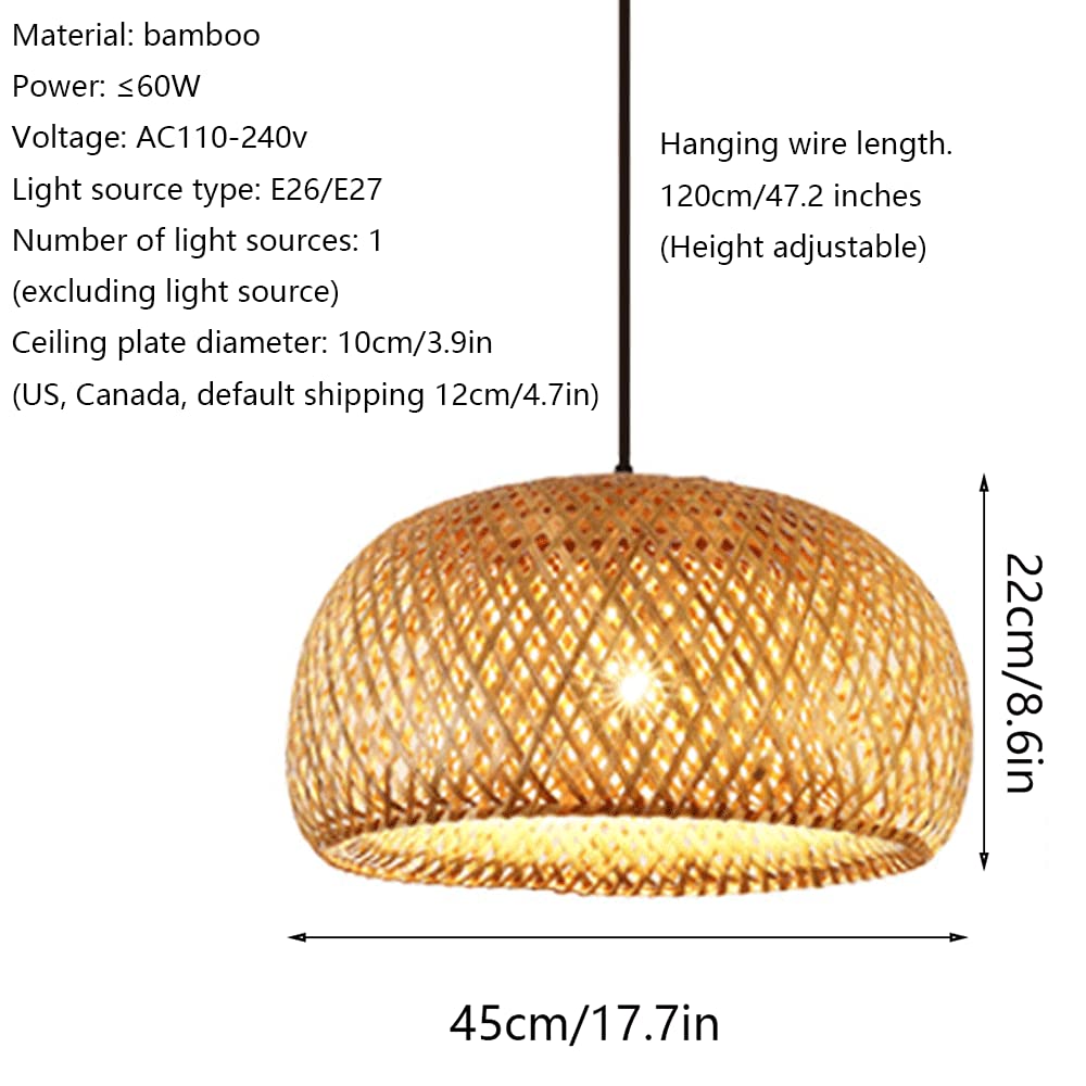 Lampa Wisząca Stylu Pasterskim Ręcznie Tkane Bambusowe Lampy Wiszące Okrągła Kreatywna Lampa Wisząca Latarnia Japoński Klosz Lampy Sufitowej Wikliny Oprawa Oświetleniowa Kolorze Podstawowym STARZE