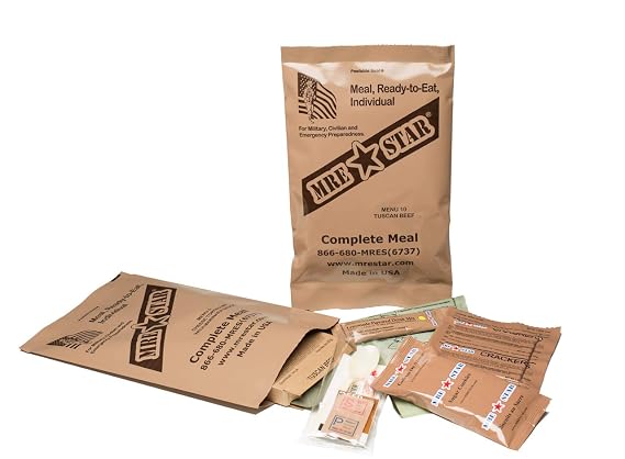 MRE STAR Survival Meal Box Emergency Meals Ready to Eat with Accessories and FRH Compact and Lightweight Packaging Extended Shelf Life 12 pcs Individual Fully-Cooked Meals