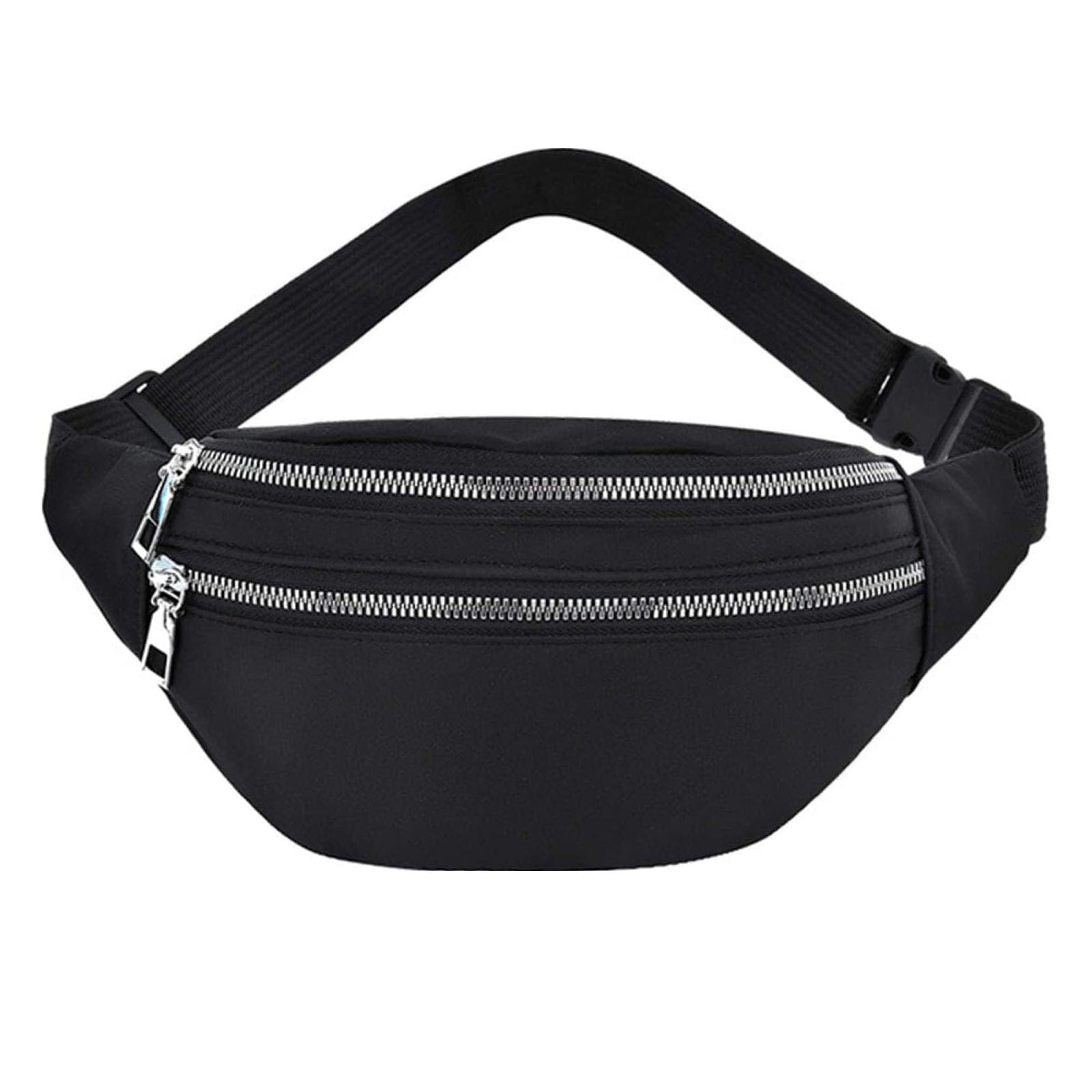 ramoniBlack Bum Bag, Outdoor Waterproof Fanny Pack with Adjustable Shoulder Strap, Multi-Functional Black Fanny Pack Suitable for Walking Dogs, Running, Hiking and Cycling