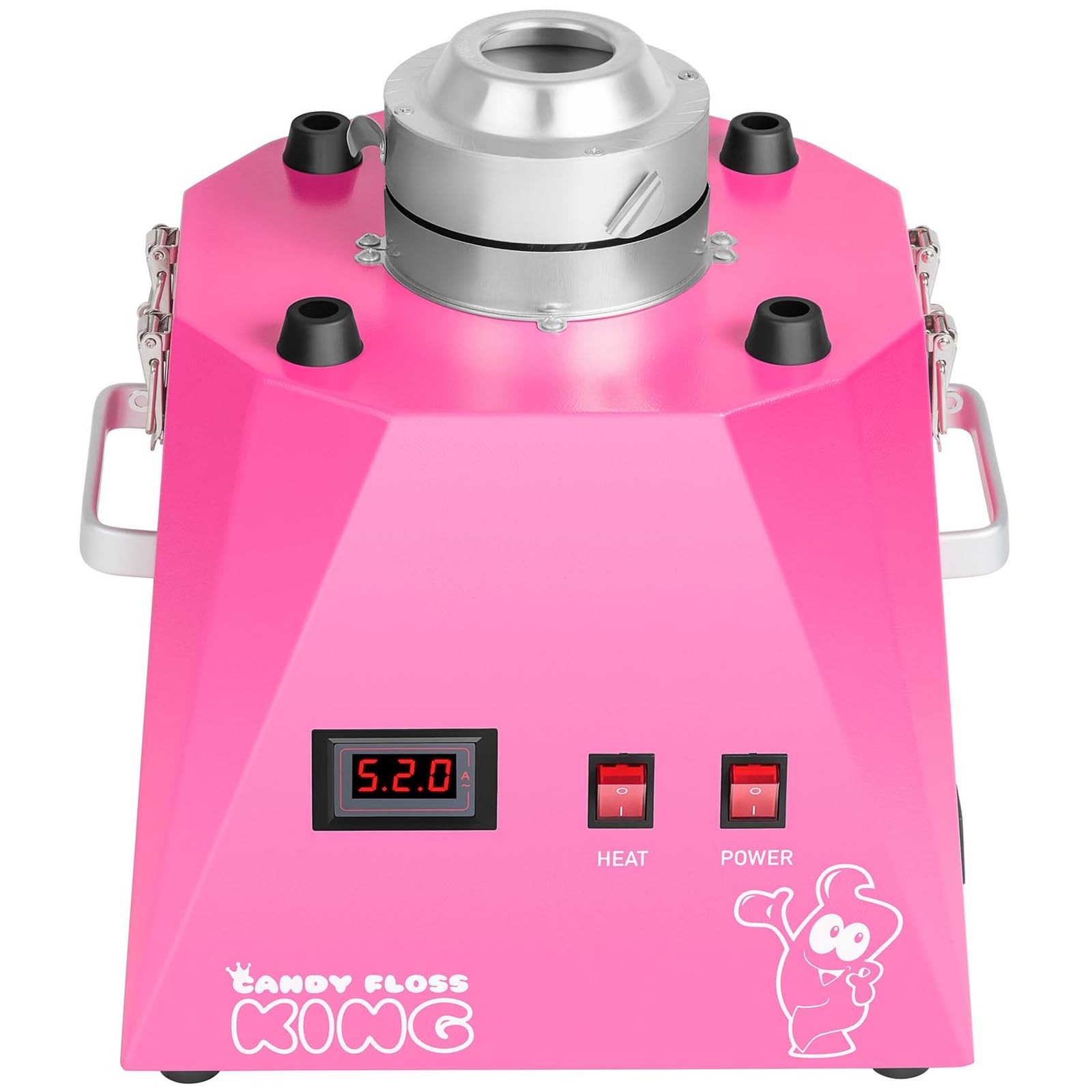 Royal Catering RCZK-1030-W-R Machine a Barbe a Papa Professionnelle (Ø 52 cm, 1200 W, 1 portion / 30 s, Acier Inoxydable) Rose