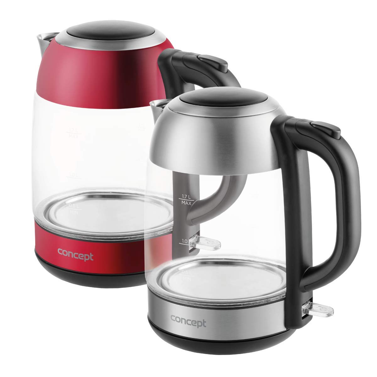 CONCEPT Hausgeräte Glas wasserkocher mit 1,7 L Fassungsvermögen, mit Filter