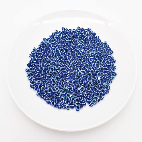 Miniatura 5 de INSPIRELLE 300 cuentas redondas azules de resina turca de ojo turco de 0.236 pulgadas para hacer joyas, pulseras y manualidades