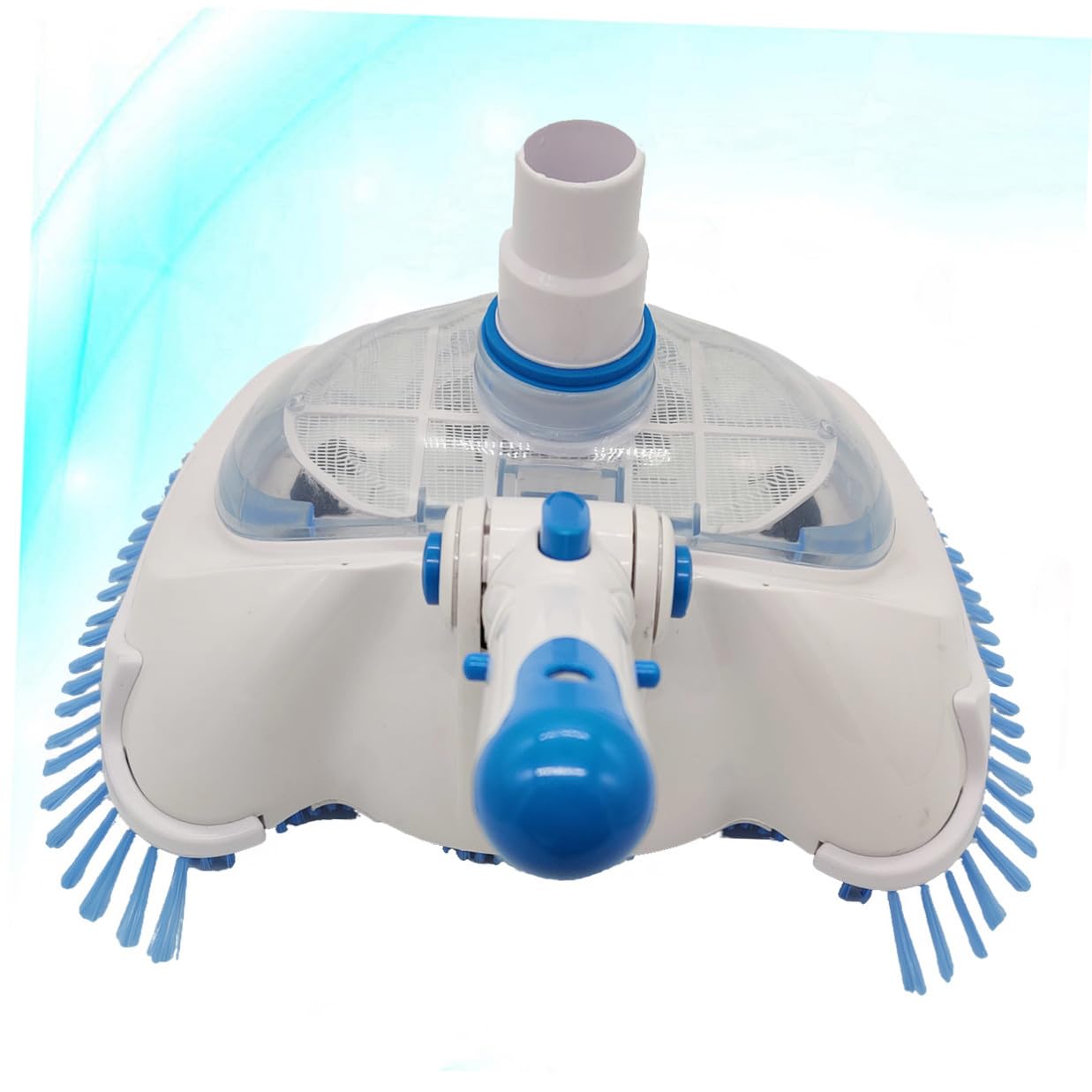 Cabezal de Aspiradora para Piscina con Cepillo de Cerdas Angulares y Cubierta Transparente Herramienta de Limpieza para Fondo y Paredes Compatible con Varilla Telescópica para