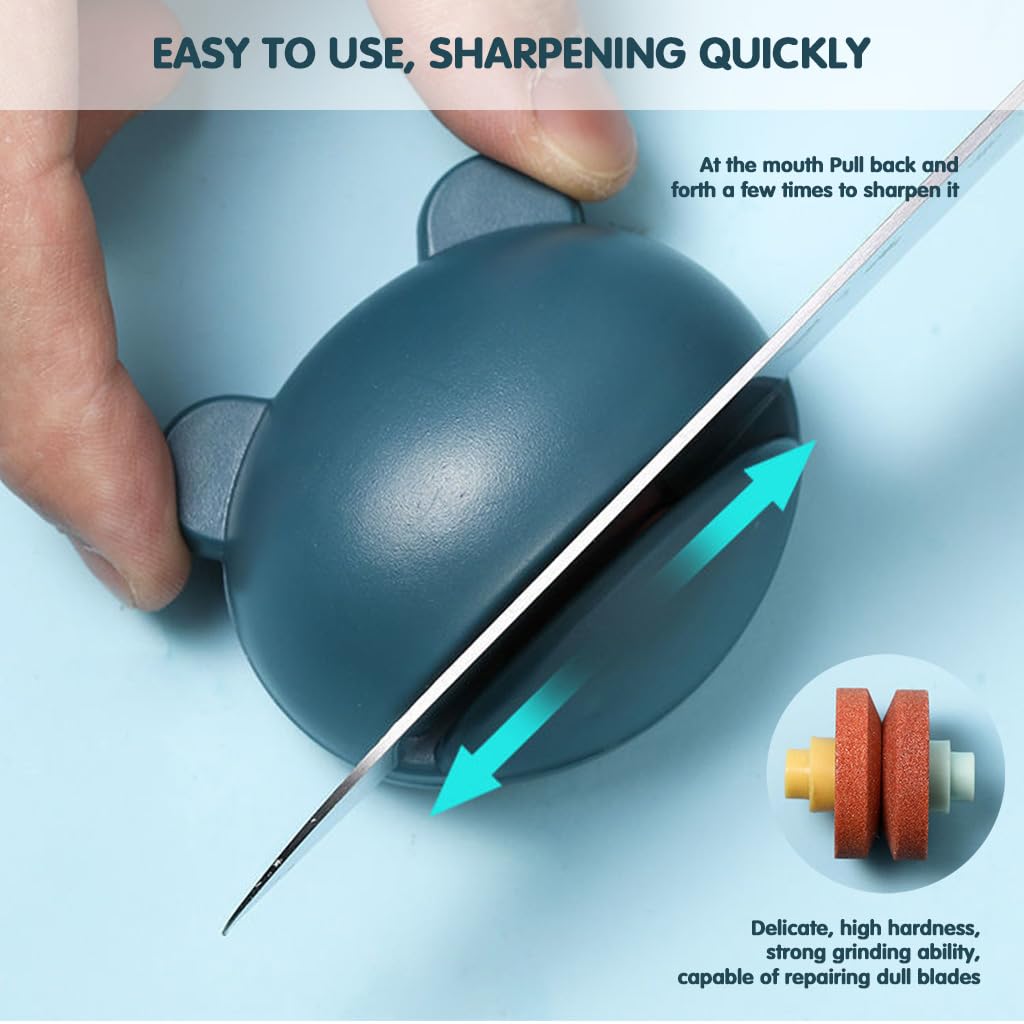 HASTHIP® 3PCS Frog-Shaped Manual Sharpener, Easy-Grip, Fast Sharpening, No Electricity Needed, for Kitchen and Scissors 2