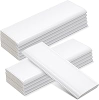 Maasechs 10-Pack 2x6 Inch White Glossy Ceramic Bullnose Tile Trim - Rounded Edge for Kitchen Backsplash, Bathroom Shower Walls