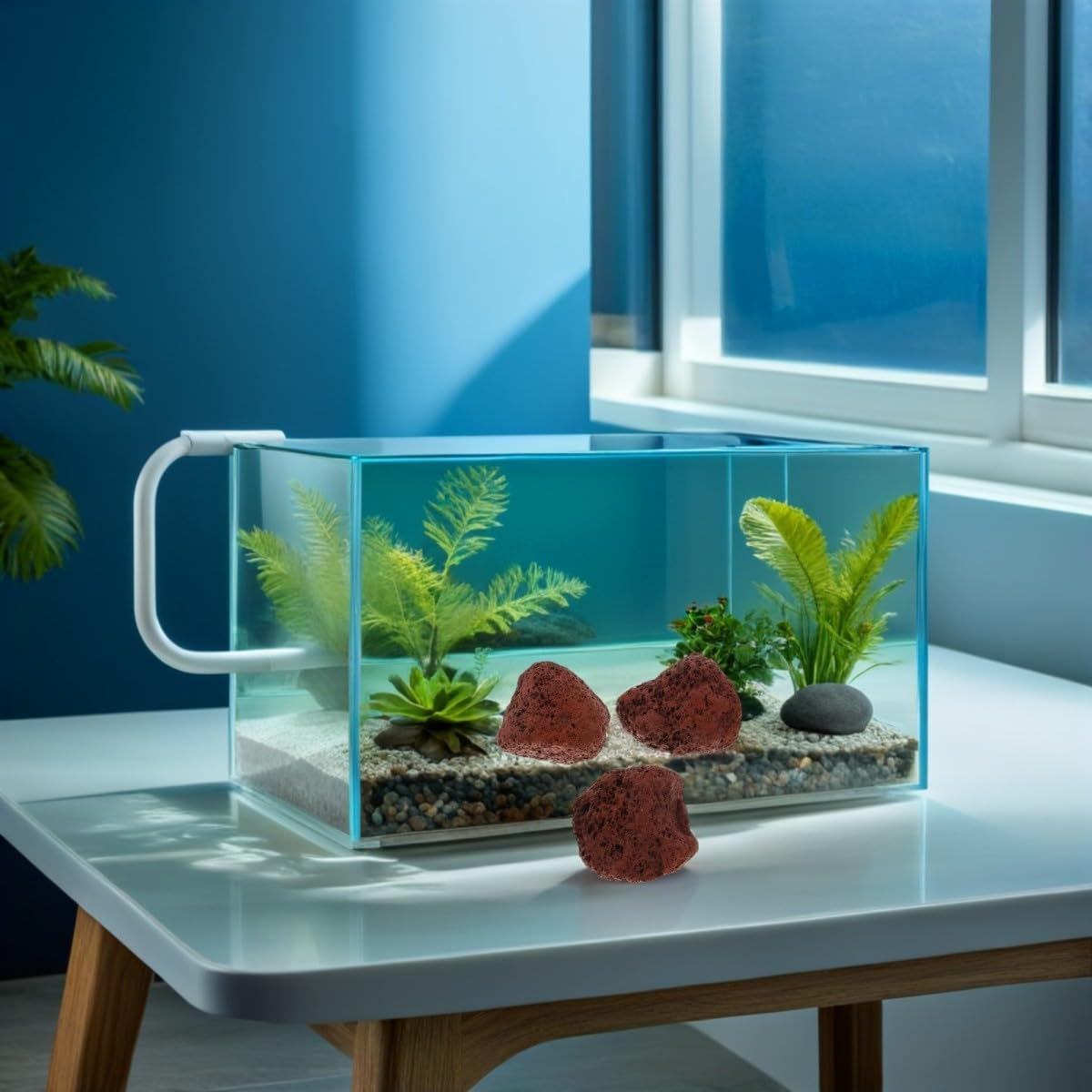 Sable de Fond en Pierre Gravier 1,5kg Issue de Volcan pour Aquarium, Décor Stable et Non Soluble pour Aquascaping et Poissons Betta