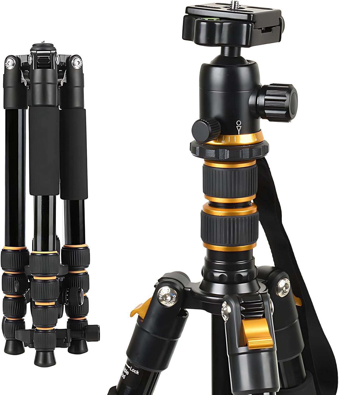 Aluminum Rifle Tripod Shooting Stick Gun Rest Stand Compatible with MLOK Handguards for Hunting & Shooting, 21-63 Inches