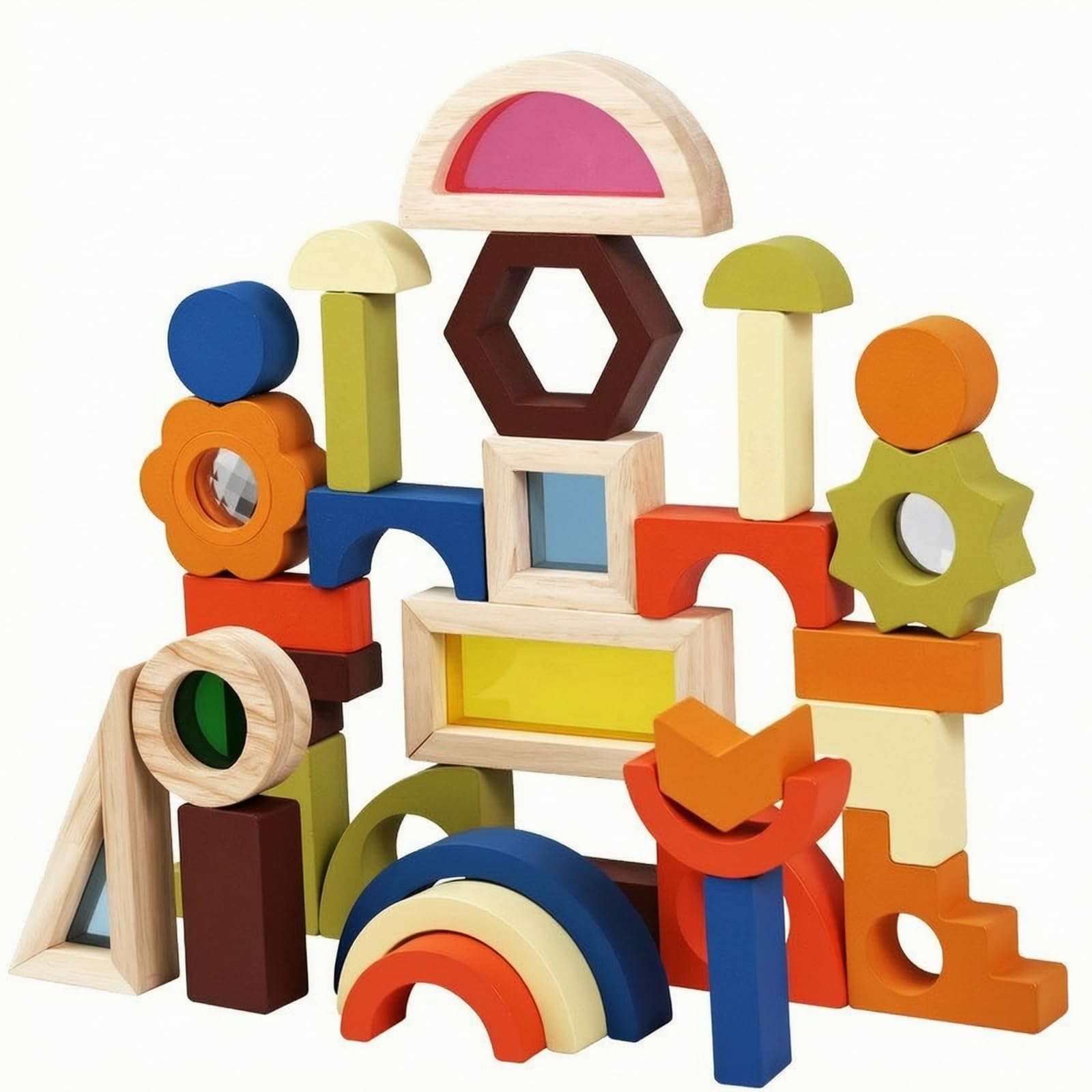 Mattoncini di Legno STEM Giocattolo | Sensoriale, Costruzioni in Legno per Bambini, Educativo, Set di Blocchi da Costruzione, Stanza dei Giochi