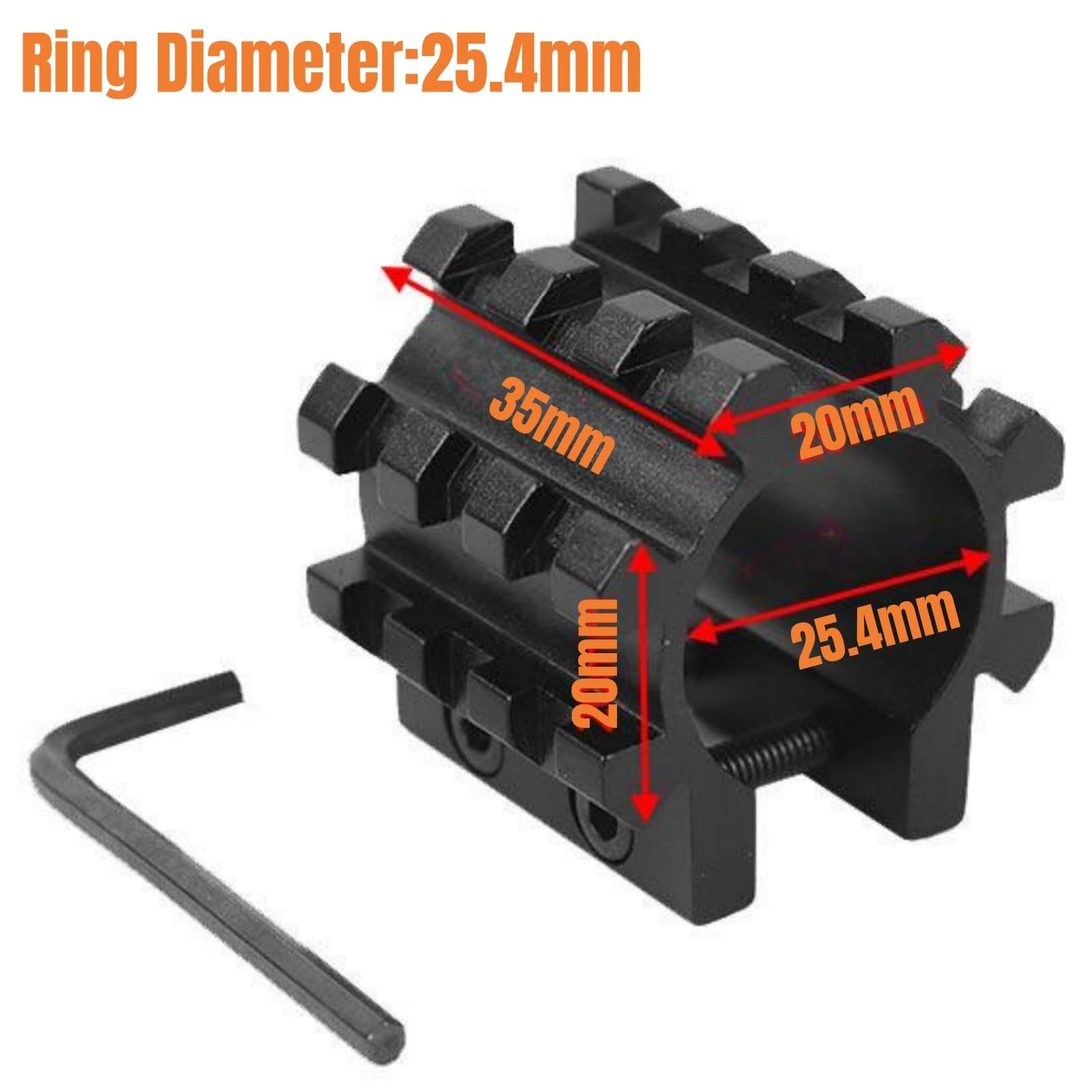Supporto per tubo da 25 mm a 5 posizioni - Torcia elettrica a tre binari in alluminio regolabile e impugnatura laser per fucile calibro 12 - Compatibile con P.icatinny - Sgancio rapido