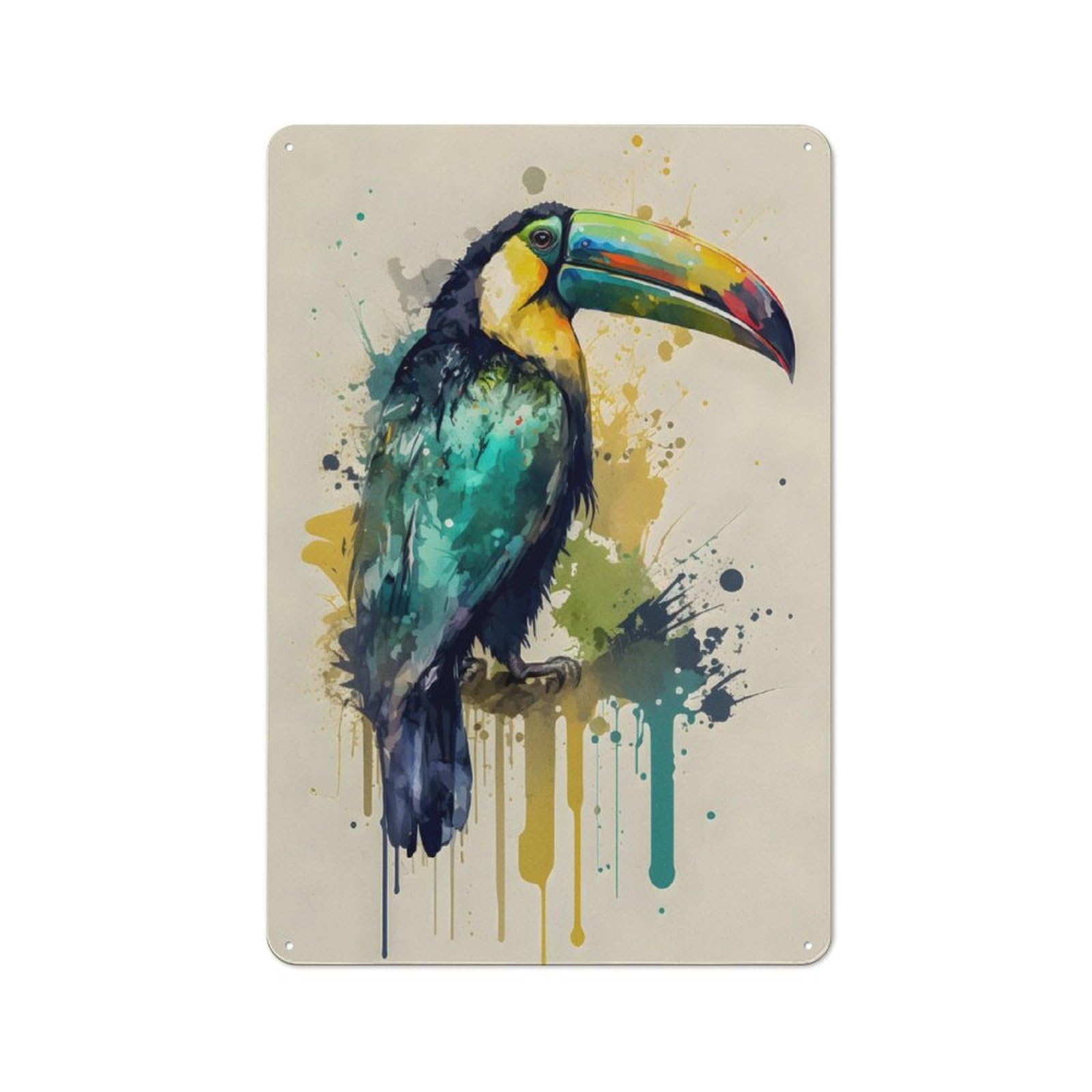 Junmoney Toucan Keel Billed Tin Wall Plaque 30X20cm With For Dining Room Or Kitchen, For Vintage Wall Decor Fans, For Themed Room Decoration