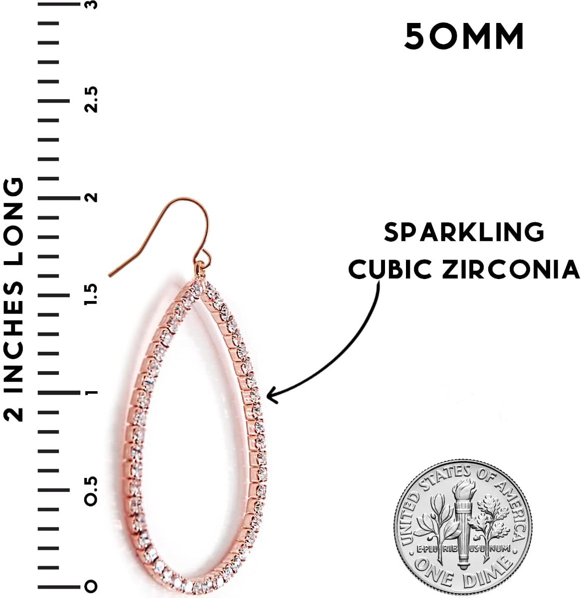 Simulated Diamond Teardrop Dangle Earrings For Women - Gold or Silver Tone with Cubic Zirconia - Hypoallergenic and Safe for Sensitive Ears - Image 4