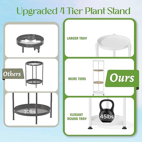 Miniatura 3 de iDavosic.ly Soporte alto para plantas de 4 niveles para interiores y exteriores, soporte de esquina grande para plantas grandes de interior, soporte