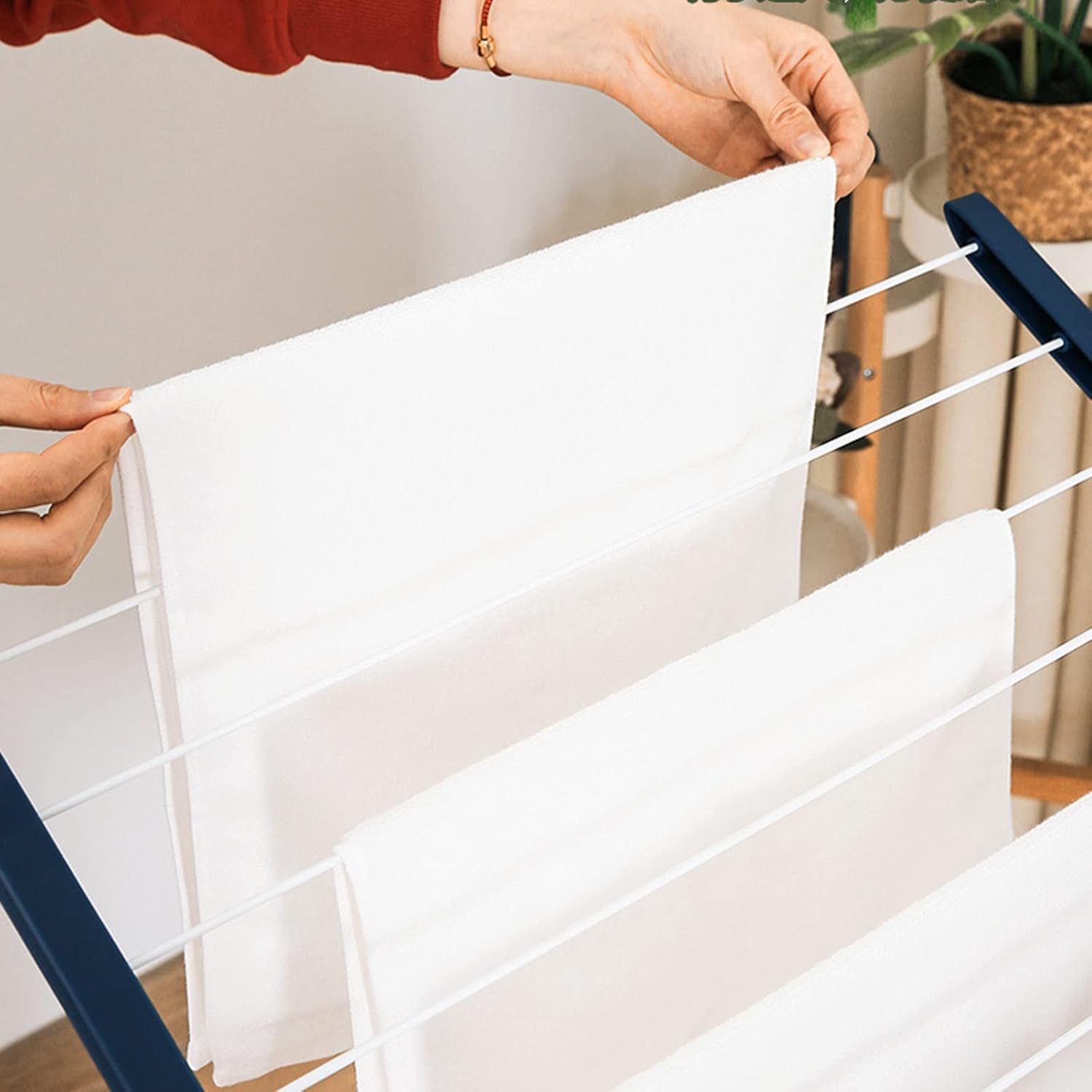 Tall Metal Foldable Clothes Drying Rack - Portable Space-Saving Laundry Airer for Indoor & Outdoor Use, Ideal for Towels & Garments, White