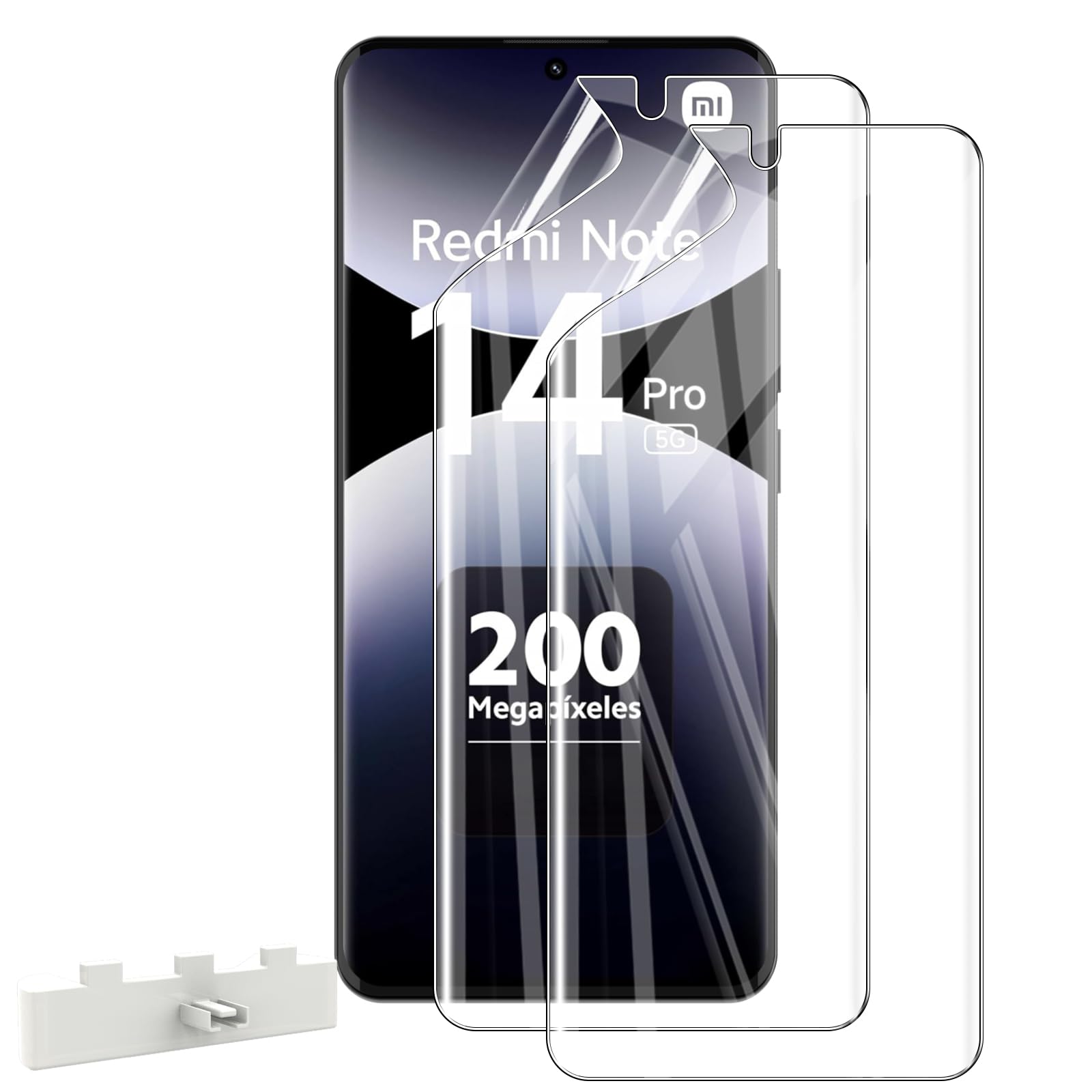 WFTE Compatible with Xiaomi Redmi Note 14 Pro/poco x7 Screen Protector, [2- Pack] Flexible TPU Film Screen Protector [Full Coverage] [HD Clear] [Bubble Free][Fingerprint unlock support](Transparent)