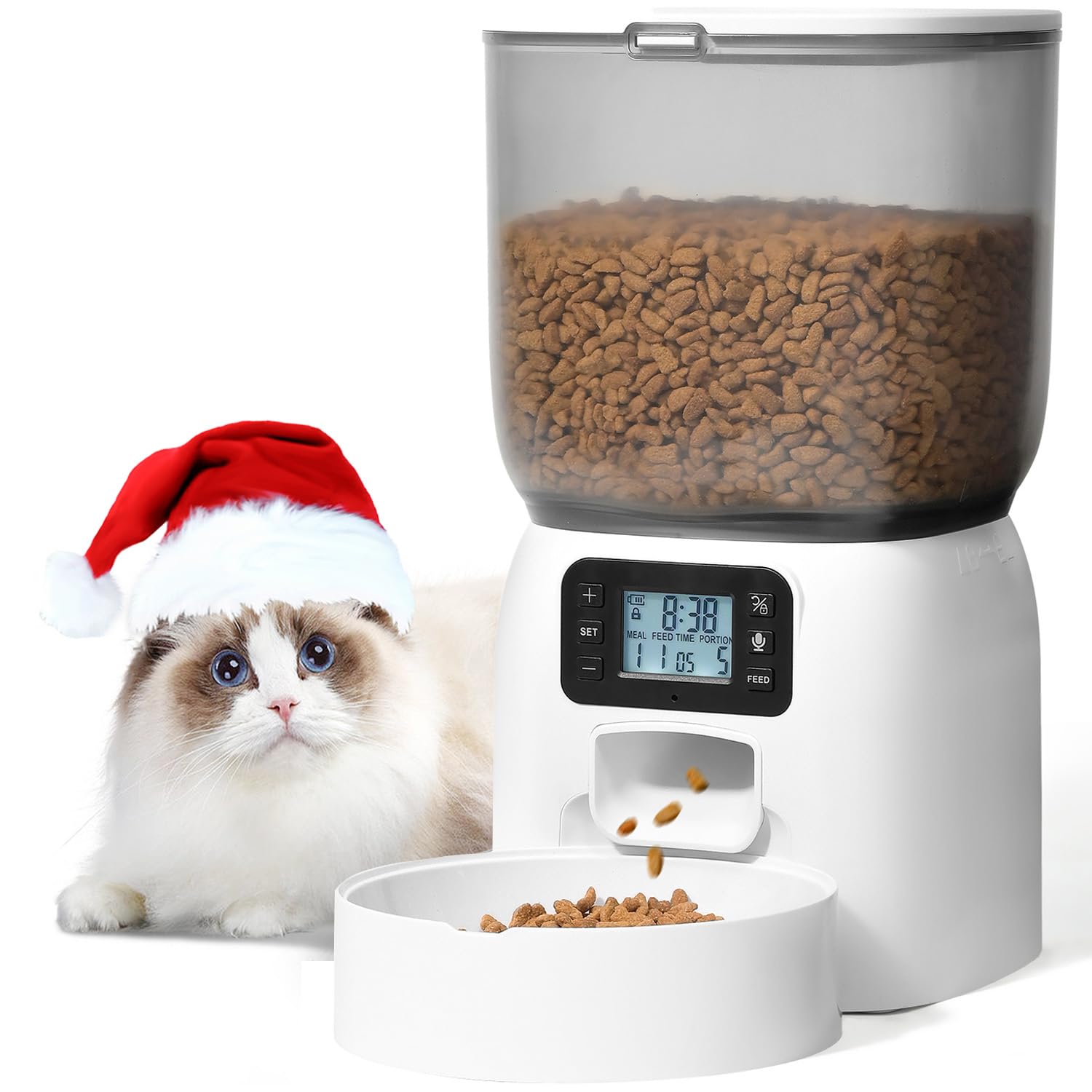 Comedero automático para gatos, dispensador de comida para gatos de 3 litros con grabadora de voz de 10 segundos, comedero para mascotas de hasta 8 comidas por día, comedero para perros con