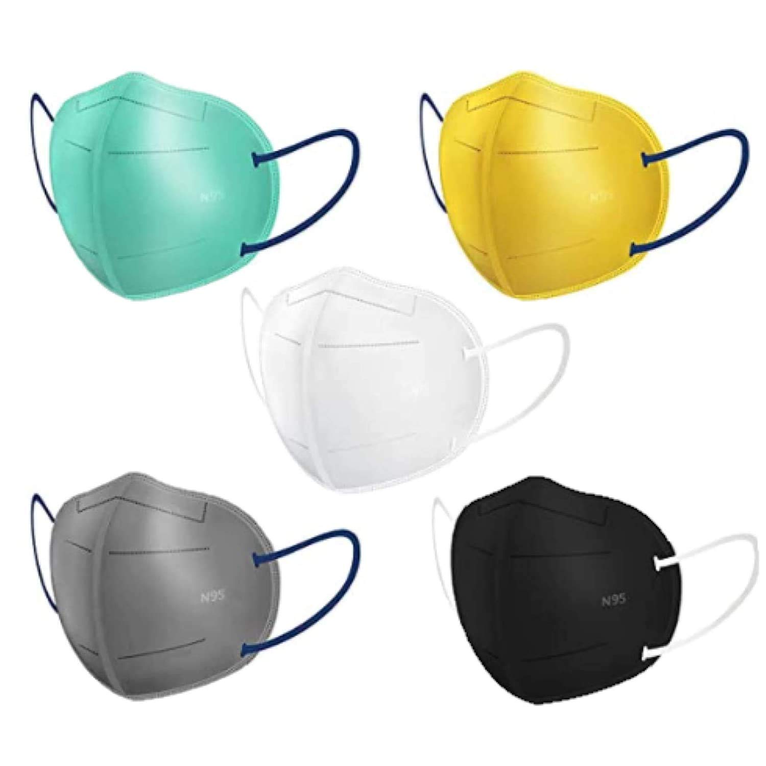 SHOPERIYA N95 Face Mask Combo Unisex - Cotton Fabric Reusable & Washable Mask with 5 Layer Protection (Pack of 5, Multicolor, Without Valve)