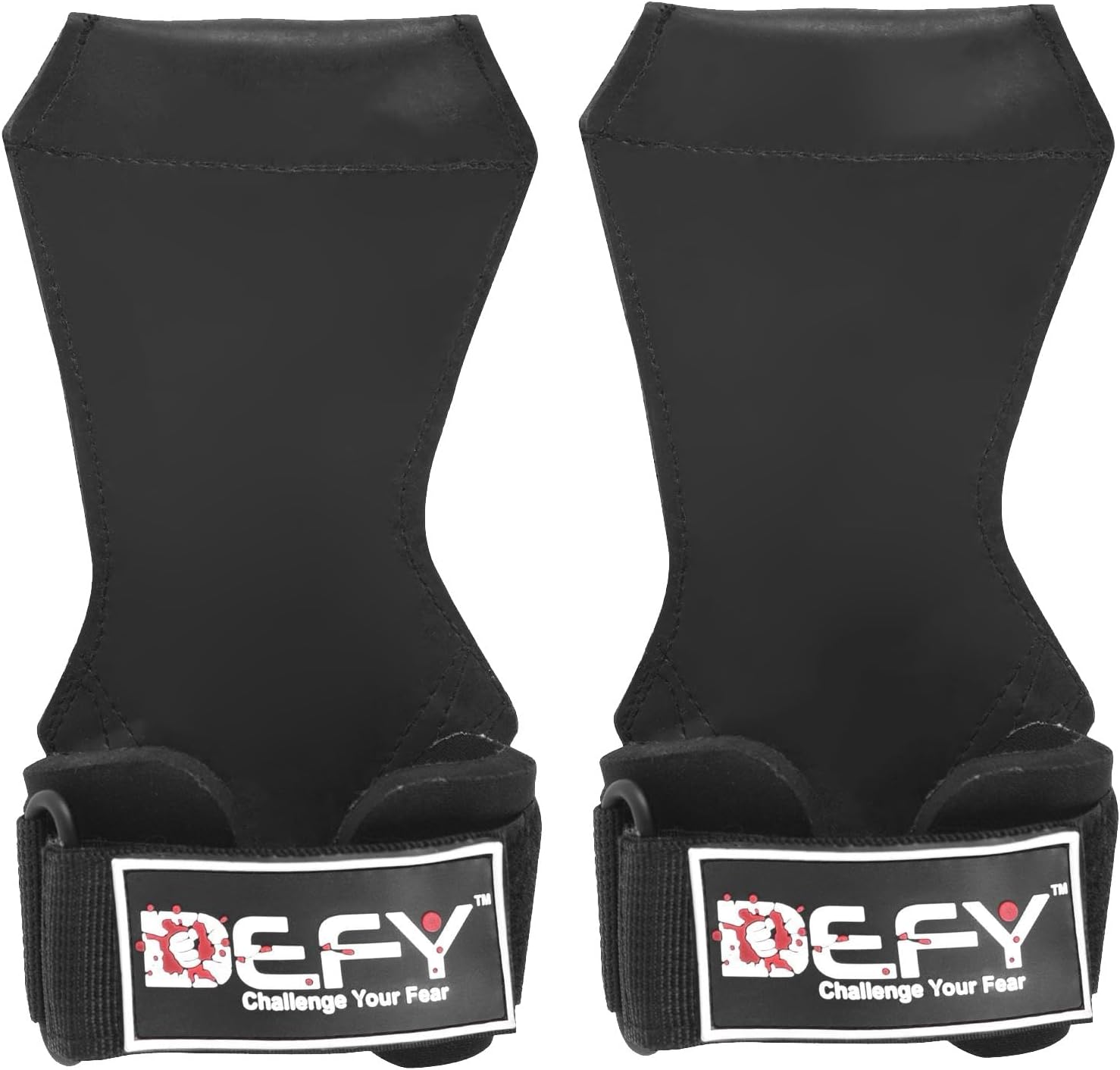 DEFY Weight Lifting Grips for Powerlifting – Anti-Slip Neoprene Gym Grips with Padded Wrist Straps – Lifting Straps for Deadlifts, Cross Training, Gymnastics & Pull Ups