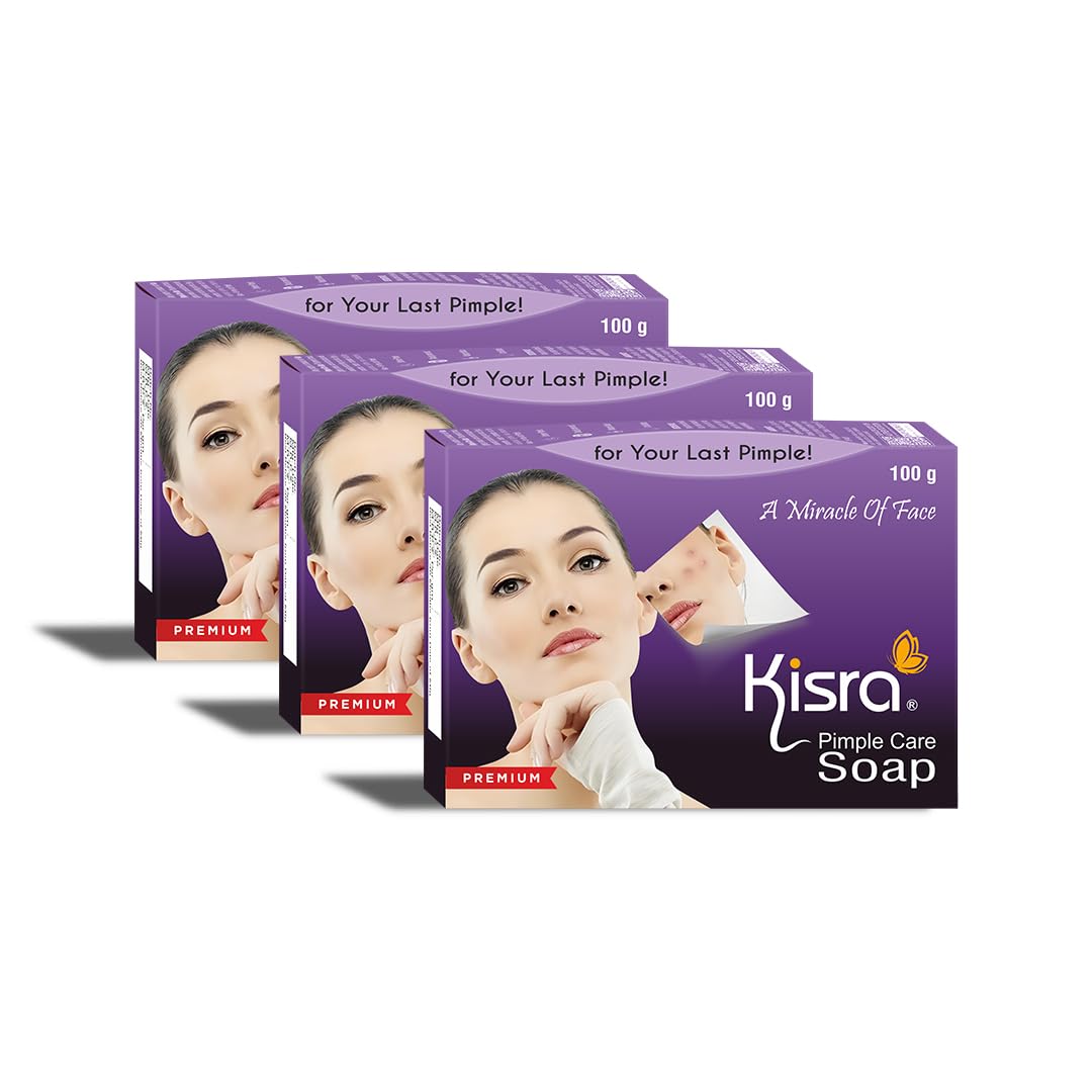 Kisra Premium Acne Prone Skin - Controls Acne Development - Clears Out Clogged Pores - Formulated Specially To Create A Barrier Against Acne Development – Pimple Care Soap (Pack Of 3)
