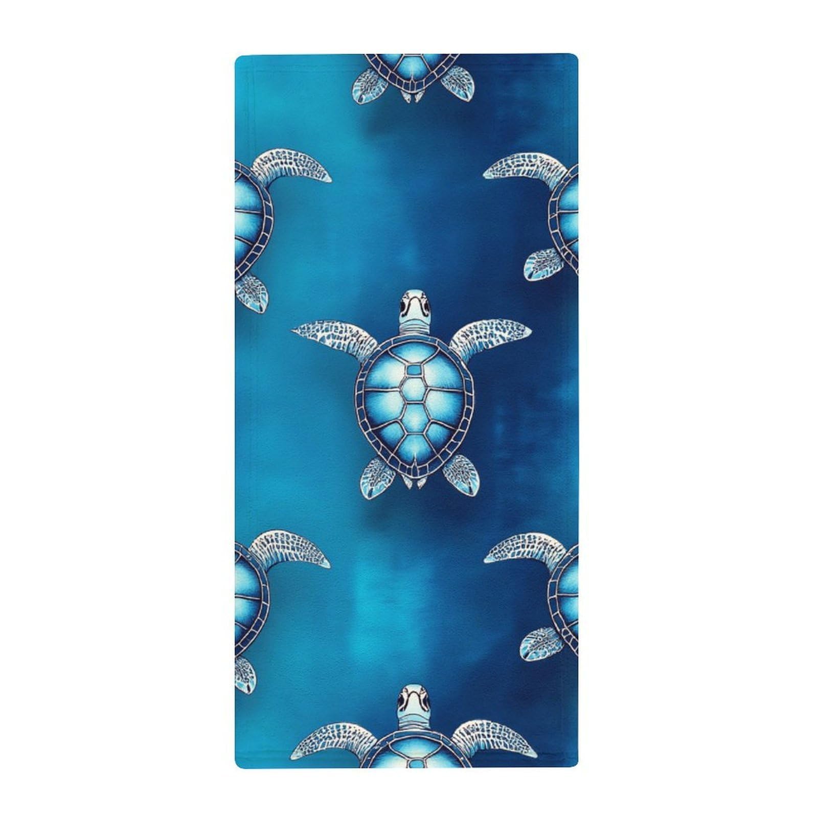 Anceky Soft Microfiber Hand Towels, Watercolor Blue Sea Turtle Decorative Bath Towels for Hotels, Spa & Kitchen Drying Needs