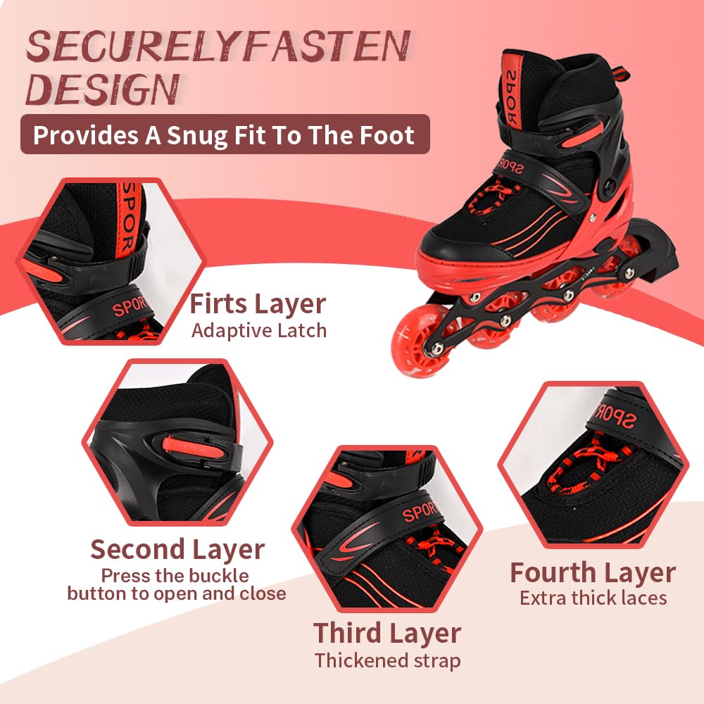 MGYZM Pattini in linea per bambini, regolabili, per bambini, adulti, ragazze e ragazzi, pattini in linea, per interni ed esterni, viola