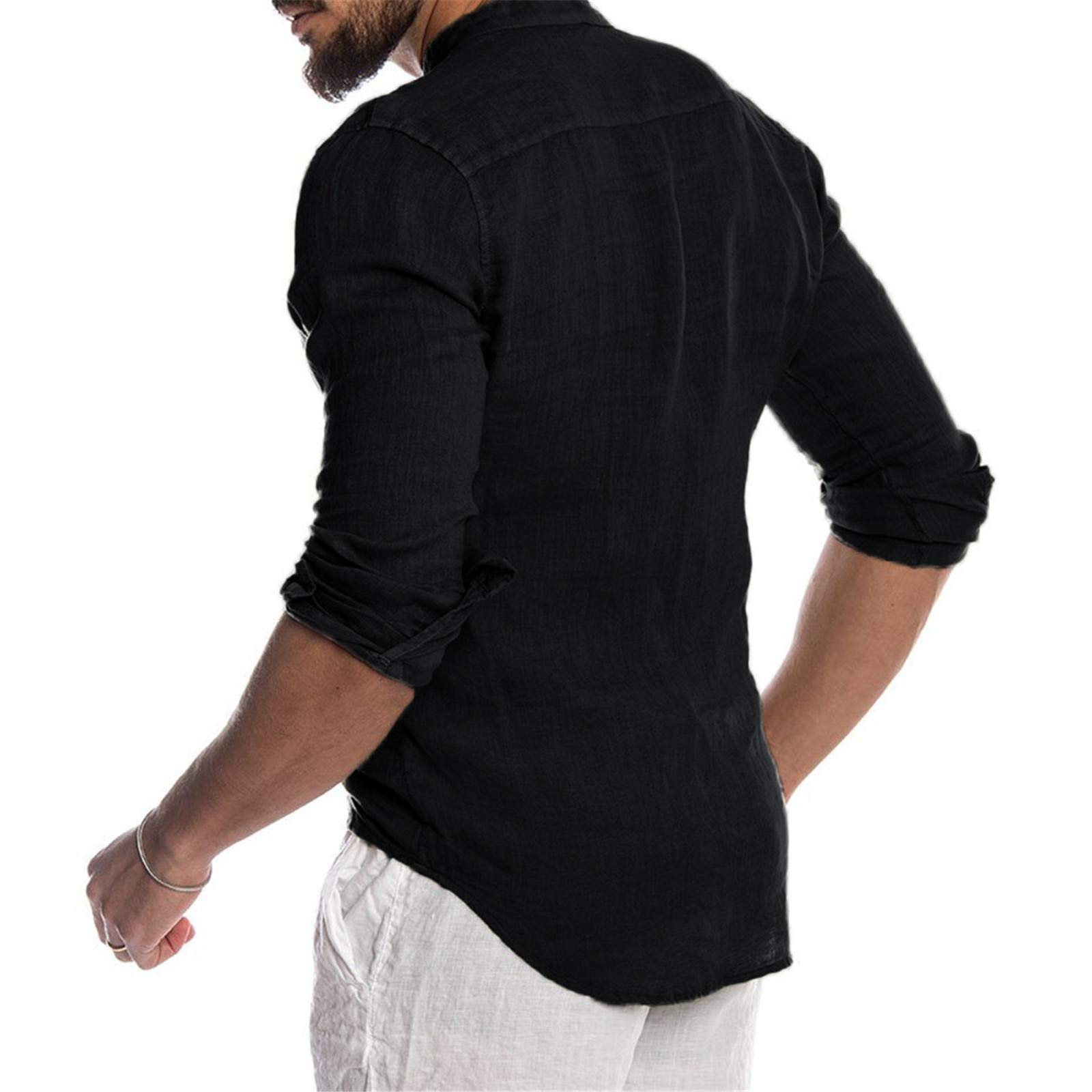 Herren Lässige Bluse, Baumwolle Leinen Hemd Lose Tops Langarm Hemd Frühling Herbst Sommer Casual Hübsches Männer Hemd