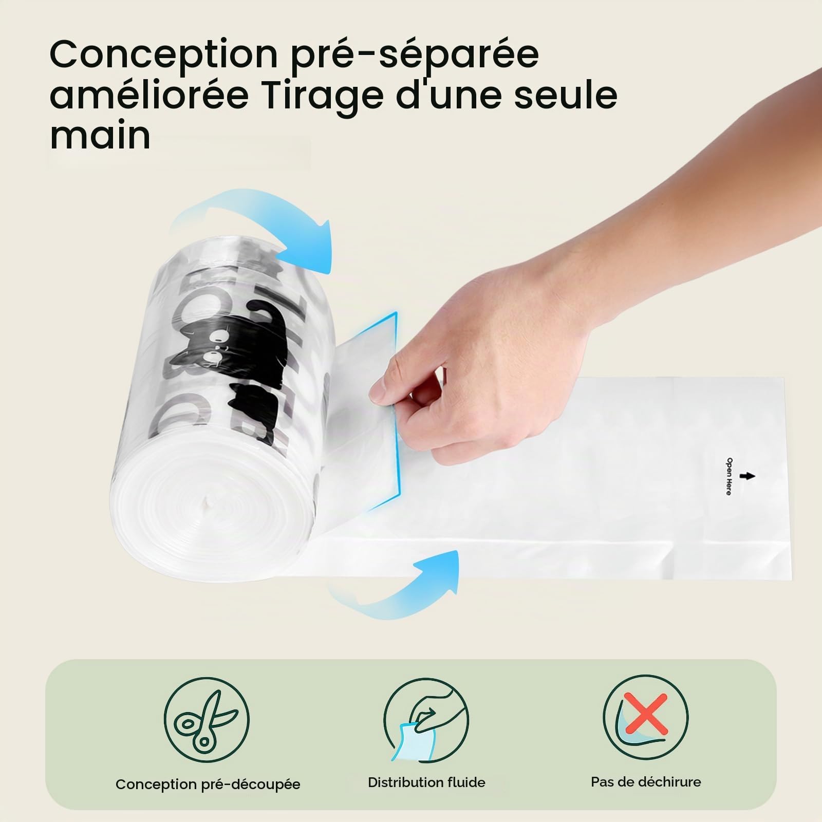 Lot de 90 sacs à litière pour chat, modèle robot, 5/4/3, résistants aux déchirures, transparents, compatibles avec les capteurs, pré-séparés, sacs à litière automatiques, capacité de 24,5 à 38 litres