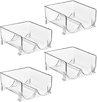 Vista 9 de mDesign Organizador apilable de plástico para 2 botellas para el hogar, encimera de cocina, armario y despensa, sostiene botellas de agua, perfecto