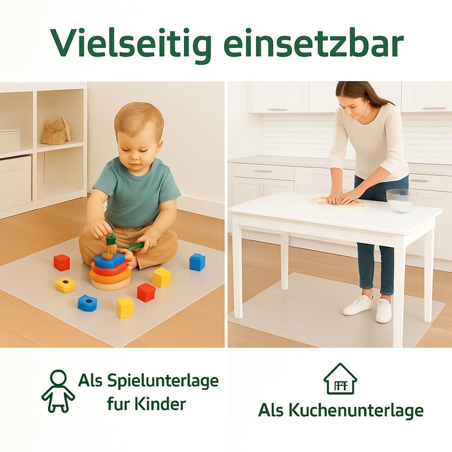 Bodenschutzmatte Transparent PVC Stärke 2 mm Breite 1 m Individuelle Länge Zuschneidbar Bürostuhl rutschfest Schreibtischunterlage 2,00 m x 1,00 m Transparent