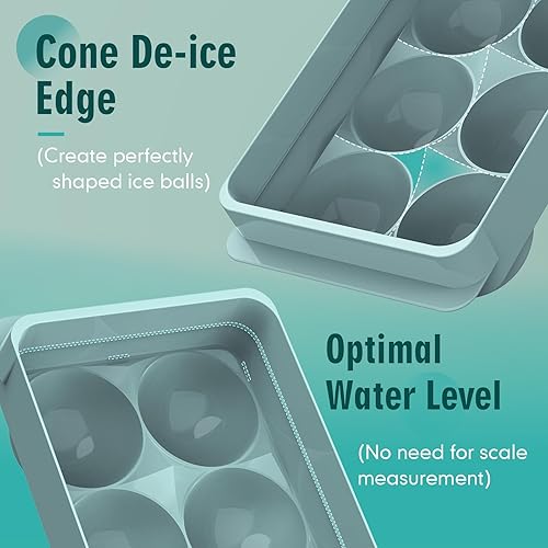 Miniatura 6 de WIBIMEN Bandeja grande para cubitos de hielo, molde de hielo de whisky de 2 pulgadas, paquete de 2 moldes para cubitos de hielo con cubo y pinzas,