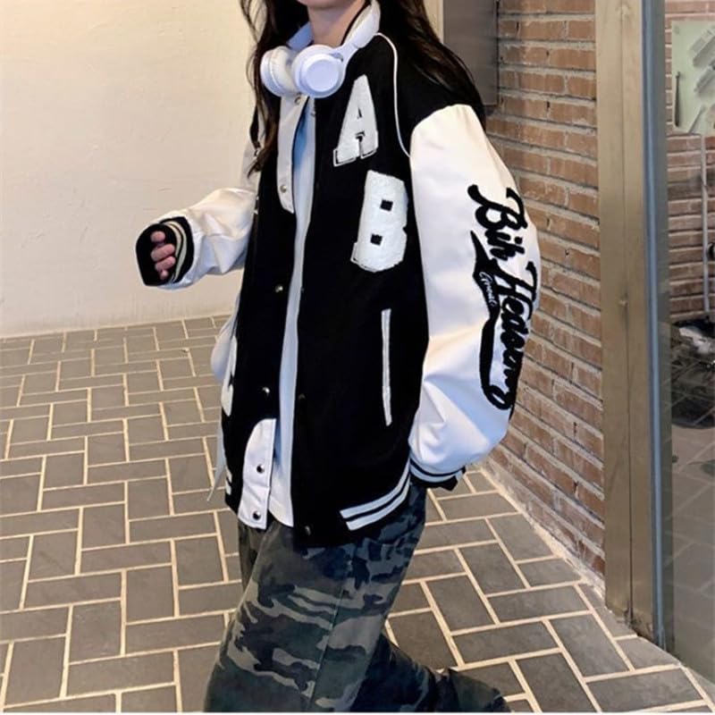 Y2k Vintage Bomber Jacket Women Harajuku Fashion College Uniform Varsity Baseball Jackets Oversized Sweatshirt Coat2