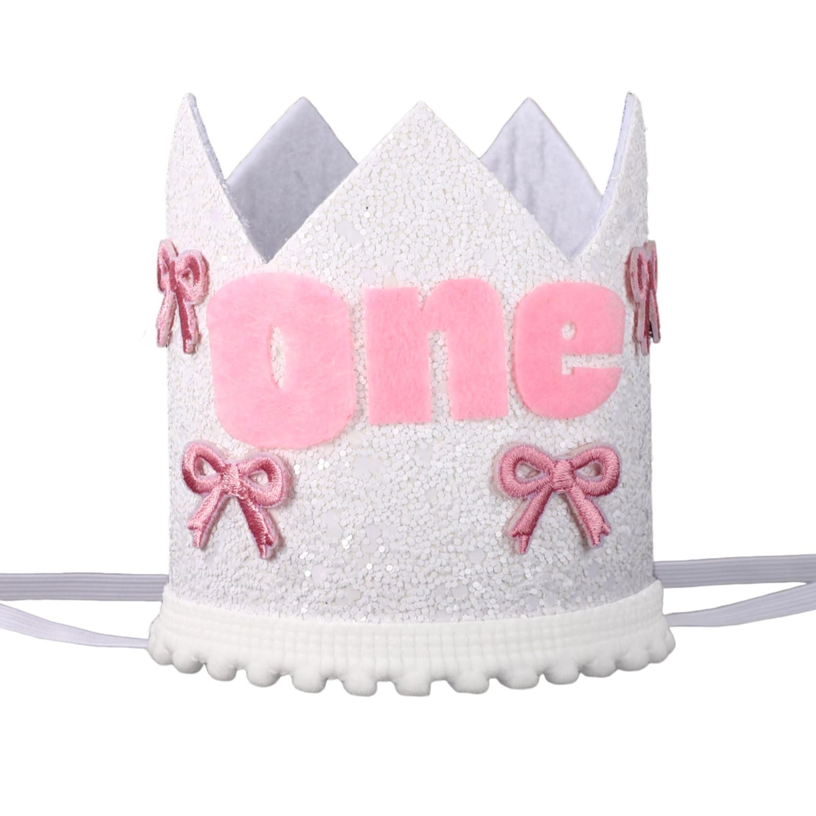 Chapeau Couronne 1er Anniversaire Bébé - Fleurs Et Paillettes - Rose - Accessoire Photo Fête - 10