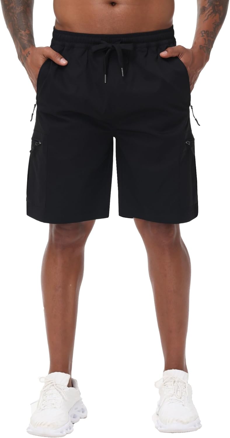 Satankud Men's Cargo Hiking Shorts 9" Lightweight Golf Shorts for Casual Work Travel Outdoor 5 Zipper Pockets - Image 2