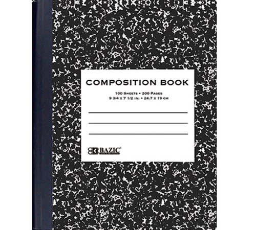 BAZIC Composition Book Black Marble College Ruled 100 Sheet Notebook, Journal Comp Notebooks for School, 48-Pack