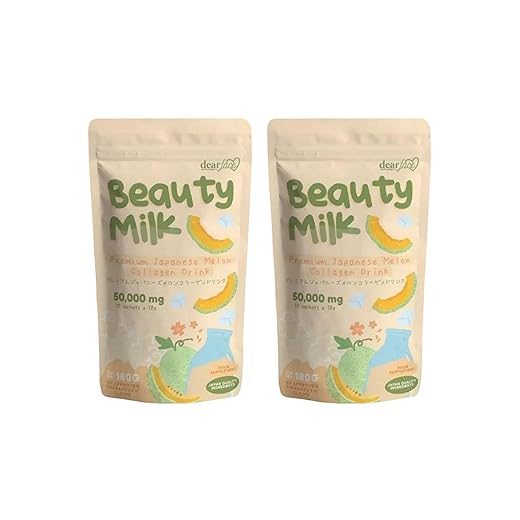 2 Packs Beauty Milk Japanese Collagen Melon Drink - 50,000mg Hydrolyzed Collagen