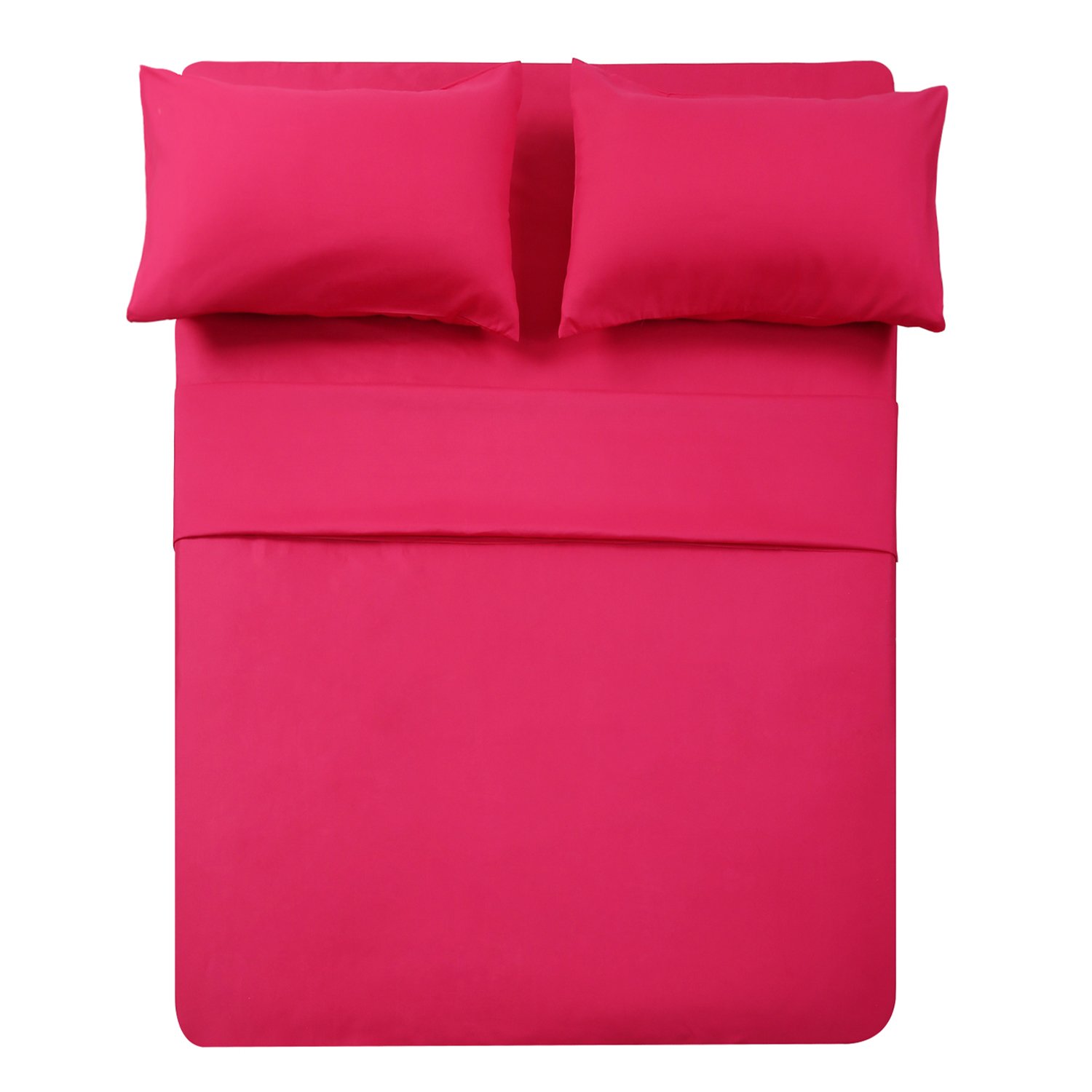 Twin XL Sheets Set 4 Piece Cooling Bed Sheets- Hotel Luxury 1800 Bedding Sheets &amp; Pillowcases - 1 Flat Sheet,1 Fitted Sheet and 2 Pillow Cases - Extra Soft , Deep Pocket up to 16" (Hot Pink)