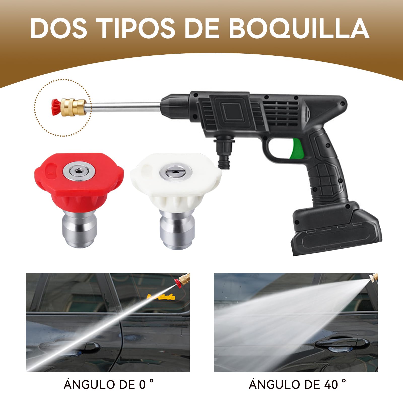 Idropulitrice senza fili da 12 V con 2 batterie, idropulitrice portatile da 320 PSI con tubo da 5 m, ugello regolabile e bottiglia di schiuma, pulitore ad alta pressione per auto, patio, giardino